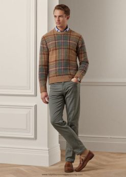 karcsú szabású dobby nadrág 26804885 férfiak Ralph Lauren sziget kék