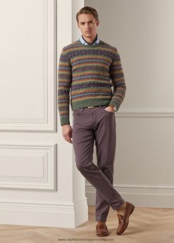 karcsú szabású dobby nadrág 26804886 férfiak Ralph Lauren lila zsálya