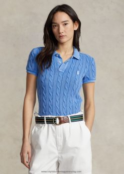 karcsú szabású, kábelkötésű pólóing 2680483023 nők Ralph Lauren colby kék
