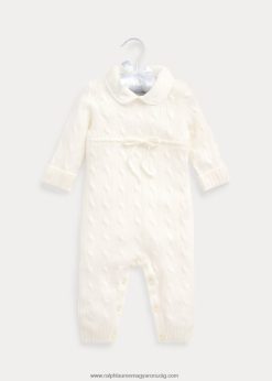 kasmír kötött galléros kezeslábas 2680487736 baba Ralph Lauren meleg fehér