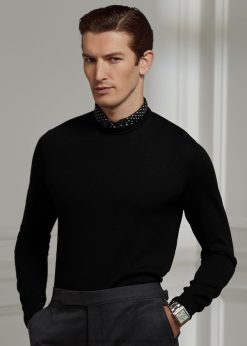 kasmír nyakú pulóver 26804849 férfiak Ralph Lauren klasszikus fekete