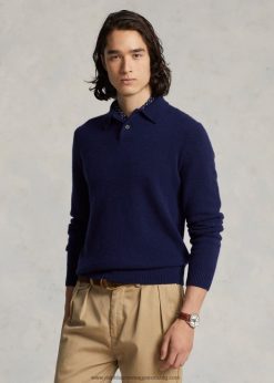 kasmír polo galléros pulóver 268048139 férfiak Ralph Lauren fényes sötétkék