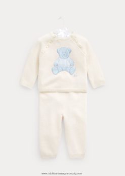 kasmír pulóver és nadrág szett 2680487800 baba Ralph Lauren világoskék