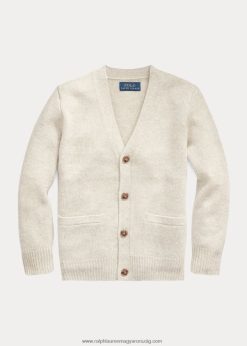 kasmír V-nyakú kardigán 2680485934 gyerekek Ralph Lauren világosszürke hanga