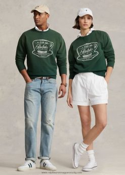 kávés crewneck pulóver 268048449 egynemű Ralph Lauren zöld