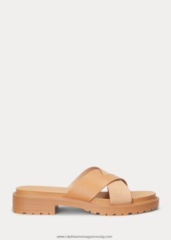 kelsie nappa bőr és velúr szandál 2680489606 nők Ralph Lauren barnássárga