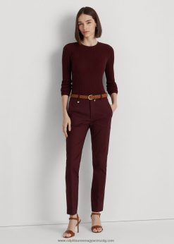 kétoldalas sztreccs pamutnadrág 2680484177 nők Ralph Lauren szüreti bordó