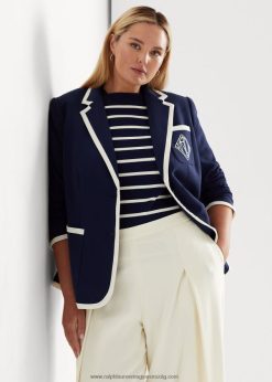 kéttónusú georgette blézer 2680484690 nők Ralph Lauren finomított sötétkék/krém