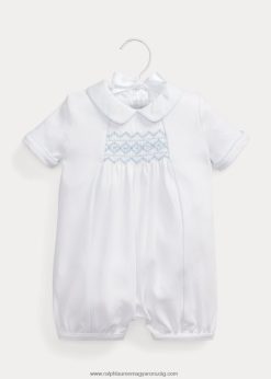kézzel füstölt pamutbuborék shortall 26804810029 baba Ralph Lauren fehér