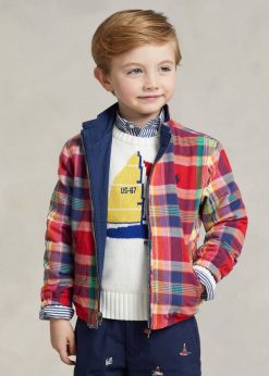 kifordítható pamut madras kabát 2680485662 gyerekek Ralph Lauren piros/sötétkék multi