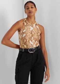 kígyóbőr mintás pamutkeverék felső 2680489508 nők Ralph Lauren krém multi