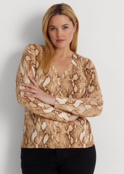 kígyóbőr mintás pamutkeverék kardigán 2680484768 nők Ralph Lauren krém multi