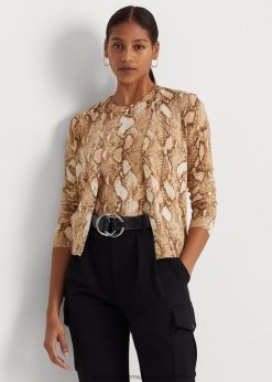 kígyóbőr mintás pamutkeverék kardigán 2680484878 nők Ralph Lauren krém multi