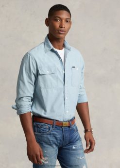 klasszikus fazonú chambray ing 26804892 férfiak Ralph Lauren Indigó
