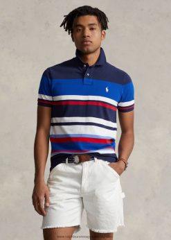 klasszikus fazonú csíkos hálós póló 268048523 férfiak Ralph Lauren csendes-óceáni királyi multi