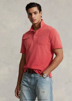 klasszikus fazonú hálós zsebpóló 2680488486 férfiak Ralph Lauren post piros
