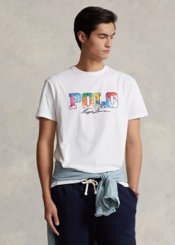 klasszikus fazonú logós mez póló 268048386 férfiak Ralph Lauren fehér