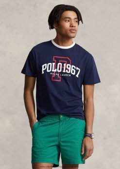 klasszikus fazonú logós mez póló 268048726 férfiak Ralph Lauren tengerjáró haditengerészet