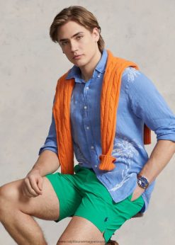 klasszikus fazonú pálmafa vászon ing 268048490 férfiak Ralph Lauren kék virág