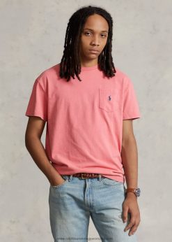 klasszikus fazonú pamutvászon zsebes póló 2680488561 férfiak Ralph Lauren sivatagi rózsa