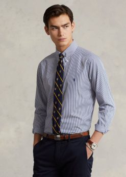 klasszikus fazonú poplin ing 2680481108 férfiak Ralph Lauren sötétkék/fehér