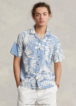 klasszikus fazonú tenyér pamut-vászon tábori ing 268048479 férfiak Ralph Lauren tenyér batikolt