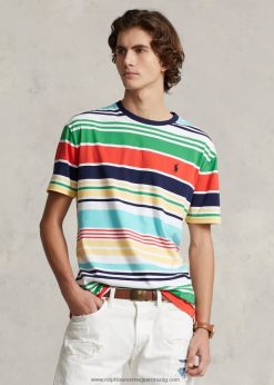 klasszikus szabású csíkos jersey póló 268048322 férfiak Ralph Lauren fehér multi