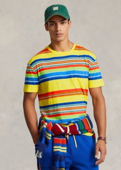 klasszikus szabású csíkos jersey póló 26804898 férfiak Ralph Lauren citromzúzás