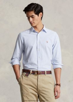 klasszikus szabású csíkos oxford ing 2680488477 férfiak Ralph Lauren kék fehér