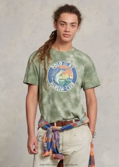 klasszikus szabású grafikus jersey póló 268048529 férfiak Ralph Lauren rakomány zöld