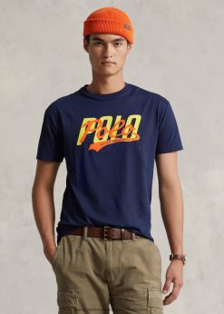 klasszikus szabású halmozott logós mez póló 2680481057 férfiak Ralph Lauren tengerjáró haditengerészet