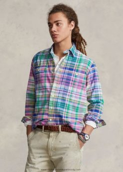 klasszikus szabású kockás oxford munkaing 268048920 férfiak Ralph Lauren rózsaszín/zöld multi