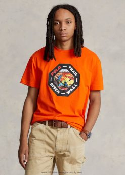 klasszikus szabású mez grafikus póló 268048686 férfiak Ralph Lauren vitorlás narancs