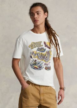 klasszikus szabású mez grafikus póló 268048721 férfiak Ralph Lauren fedélzetmosó fehér