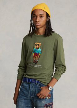 klasszikus szabású polo bear jersey póló 268048648 férfiak Ralph Lauren sötét zsálya