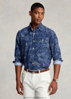 klasszikus szabású, repülőmintás oxford ing 2680488466 férfiak Ralph Lauren több