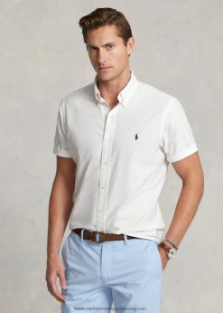 klasszikus szabású, ruhafestett oxford ing 268048488 férfiak Ralph Lauren fehér