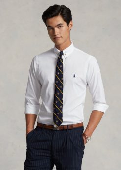 klasszikus szabású teljesítmény twill ing 26804894 férfiak Ralph Lauren fehér