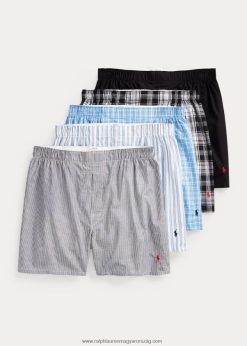 klasszikus szőtt pamut boxer 5 db 268048268 férfiak Ralph Lauren szürke/kék