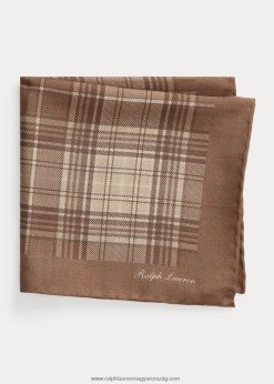 kockás kasmír-selyem zsebnégyzet 2680488932 férfiak Ralph Lauren tan multi