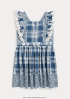 kockás pamut madras ruha 2680486834 gyerekek Ralph Lauren fedélzetmosó fehér/kék