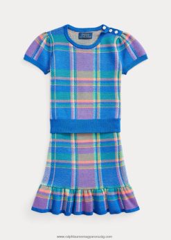 kockás pamut pulóver és szoknya szett 2680487380 gyerekek Ralph Lauren zafír csillag