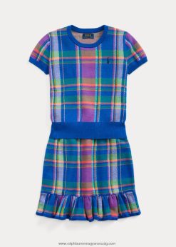 kockás pamut pulóver és szoknya szett 2680487531 gyerekek Ralph Lauren zafír csillag