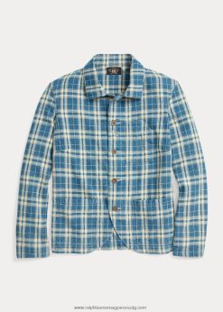 kockás pamut-vászon kabát 2680483638 nők Ralph Lauren indigó/krém