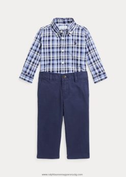 kockás poplin ing és chino nadrág szett 2680488211 baba Ralph Lauren haditengerészet multi