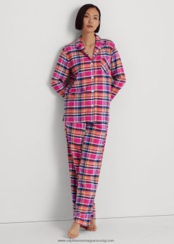 kockás szálcsiszolt twill alvó szett 2680489584 nők Ralph Lauren rózsaszín pléd