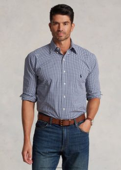 kockás sztreccs poplin ing 2680481325 férfiak Ralph Lauren sötétkék/fehér