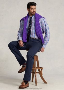 kockás sztreccs poplin ing 2680481809 férfiak Ralph Lauren lila/sárga multi