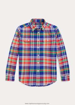 kockás teljesítmény flanel munkaing 2680486689 gyerekek Ralph Lauren királyi/piros multi
