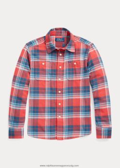 kockás teljesítményű pamut twill munkaing 2680489931 gyerekek Ralph Lauren piros/kék multi